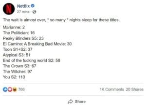 Post sull'uscita delle serie Netflix