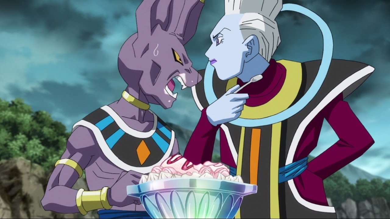 Whis e beerus mangiano un gelato, esempio del lato comico dei personaggi