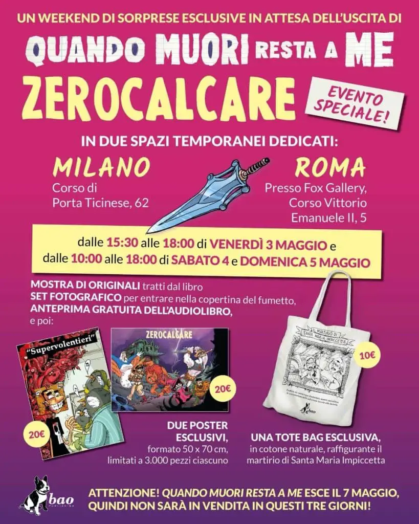 Un weekend di sorprese e il booktour di quando muori resta a me di zerocalcare