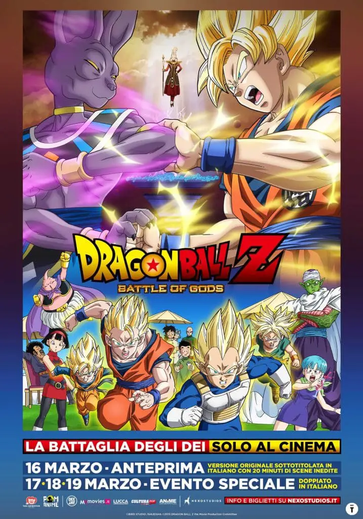 Dragon ball z - battle of gods, dal 16 al 19 marzo al cinema