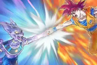 Goku affronta beerus in dragon ball super